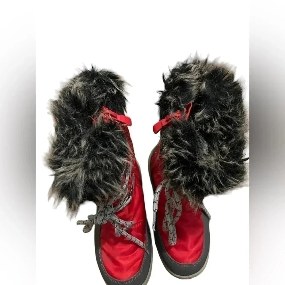 Apres by Lamo Kids Teeluride Faux fur Zip up Girls Boots Winter Snow Size 13